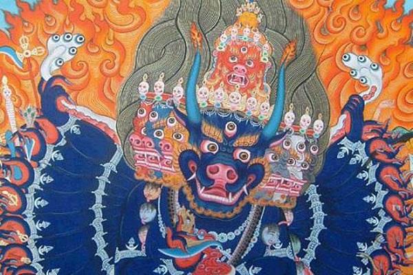 Blue Deity in Tibetan Painting