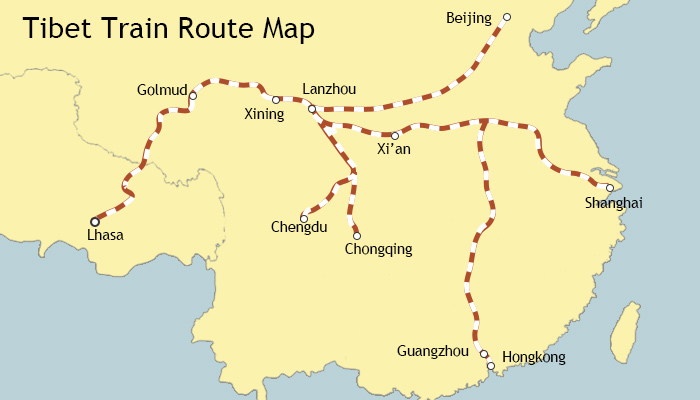 Tibet Train Route Map